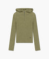 Marithé François Girbaud W BALACLAVA HOODIE SLIM KNIT Light Olive
