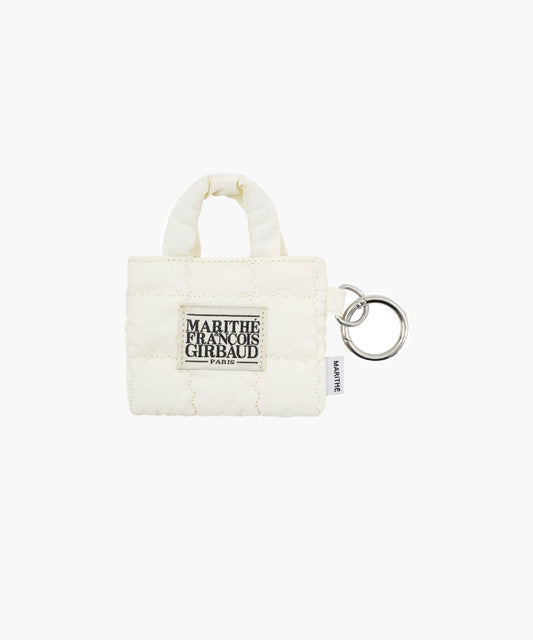 Marithé François Girbaud Classic Logo Mini Padding Bag Keyring Ivory