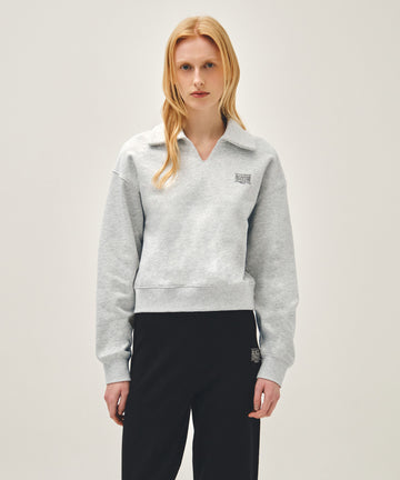 Marithé François Girbaud W DOODLE CLASSIC LOGO COLLAR SWEATSHIRT light heather gray
