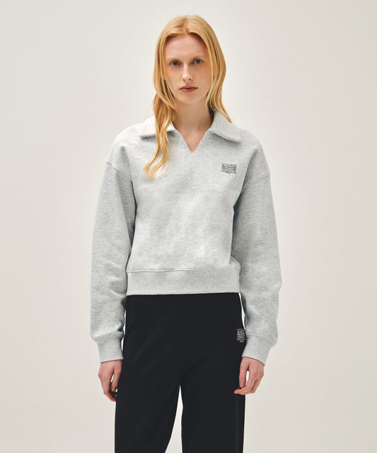 Marithé François Girbaud W DOODLE CLASSIC LOGO COLLAR SWEATSHIRT light heather gray