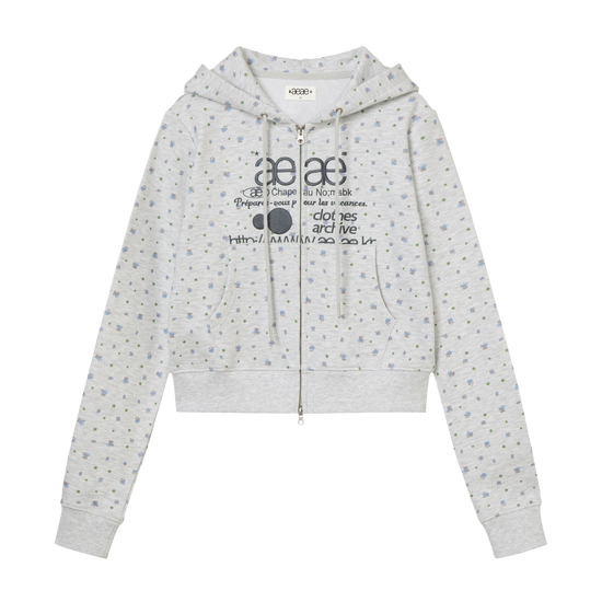 AEAE Web Logo Flower Crop Hoodie Zip Up