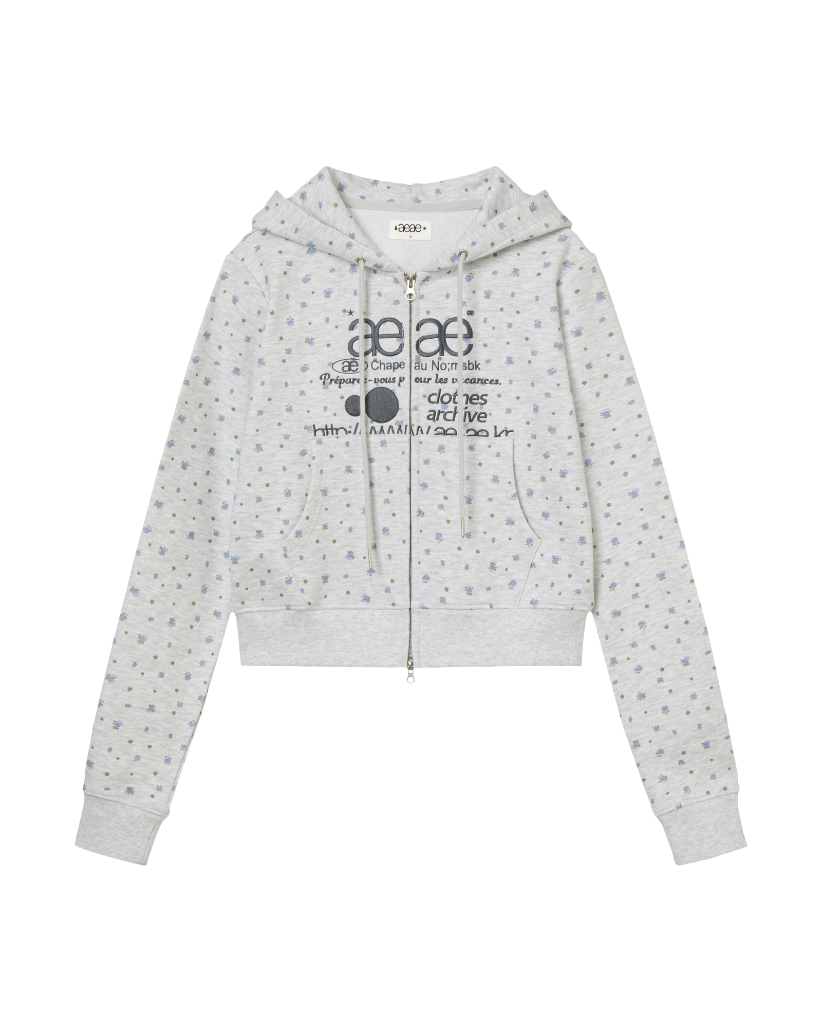 AEAE Web Logo Flower Crop Hoodie Zip Up