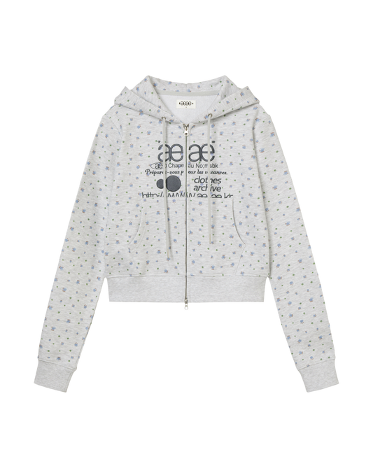 AEAE Web Logo Flower Crop Hoodie Zip Up