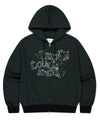 Mahagrid Empty Stripe Zip Up Hoodie Black