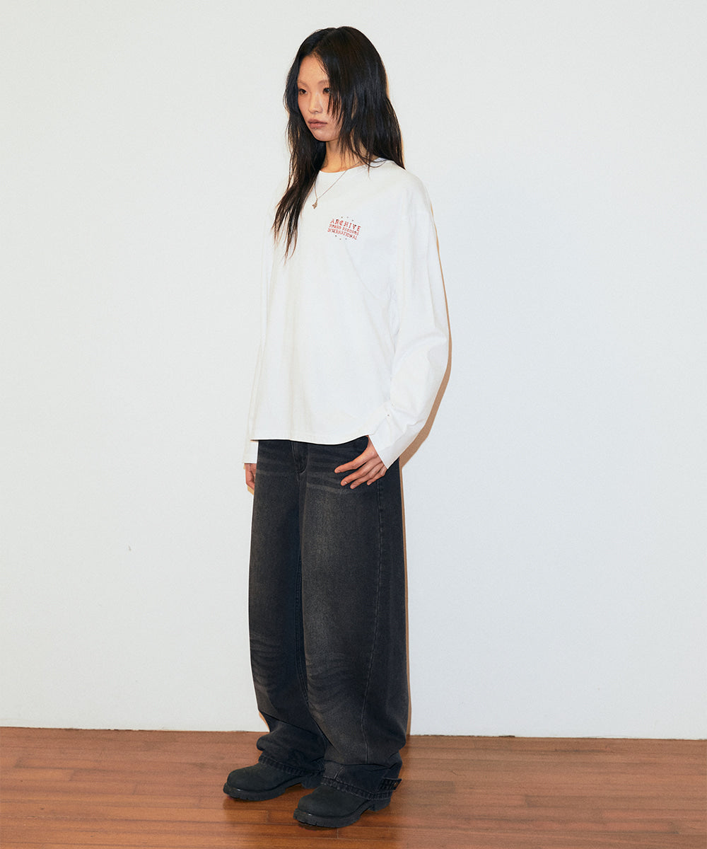 Mahagrid Solar Embroidered Denim Pant [Black]