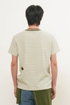 General Idea MAN Minimalist Embroidered Stripe Short Sleeve T-Shirt [OLIVE]
