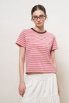 General Idea WOMAN Colorblock Stripe Short Sleeve T-Shirt [PINK]
