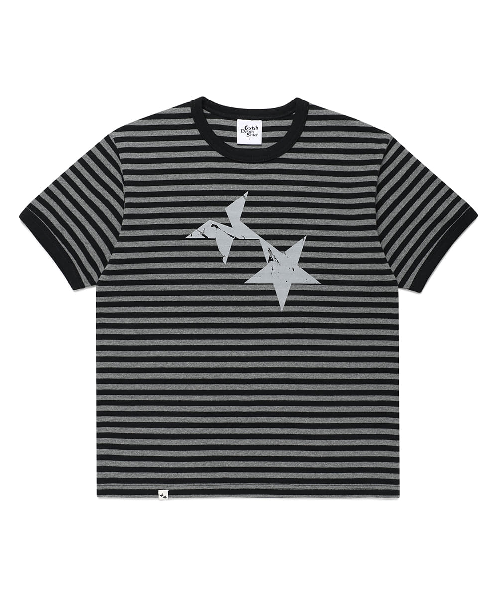 Cavish Striped Twin Star Ringer Short Sleeve Tee