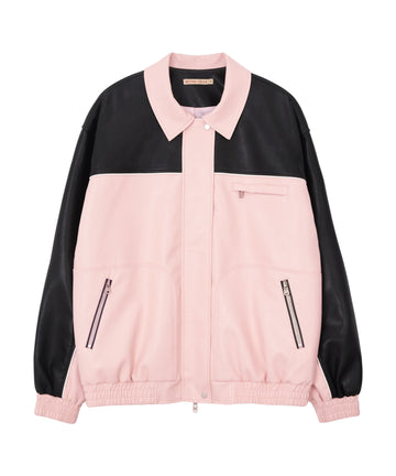 Bitter Cells Riding Leather Jacket-Pink