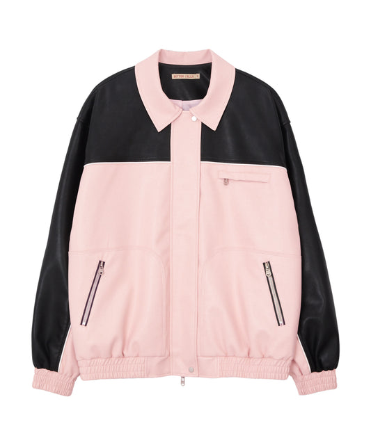 Bitter Cells Riding Leather Jacket-Pink