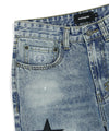 Mahagrid Star Flared Denim Pant Light Blue