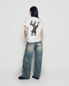 ADLV Woman Fuzzy Font Rabbit Short Sleeve T-Shirt