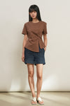 General Idea WOMAN Minimal Waist Denim Half Pants [BLUE]