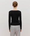 Marithé François Girbaud W Color Point Square Neck Knit Pullover Sky Blue