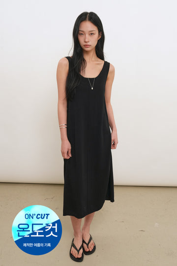General Idea Woman Cool U-Neck Maxi Knit Dress [Black]