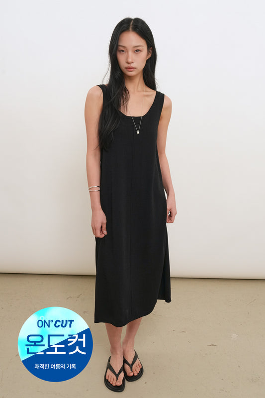 General Idea Woman Cool U-Neck Maxi Knit Dress [Black]