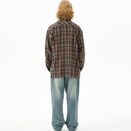 Mahagrid Cut Off Flannel Check Shirt