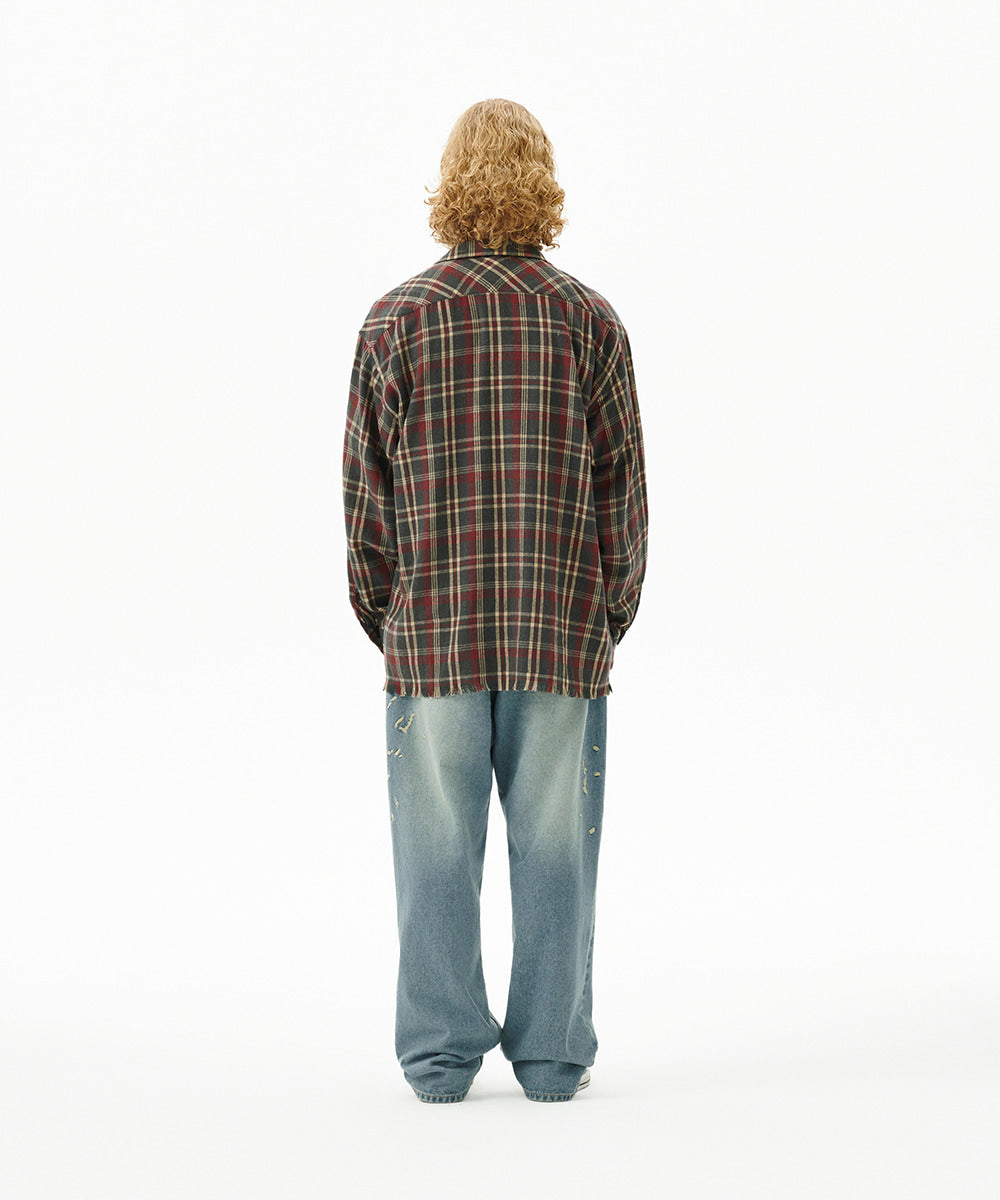 Mahagrid Cut Off Flannel Check Shirt