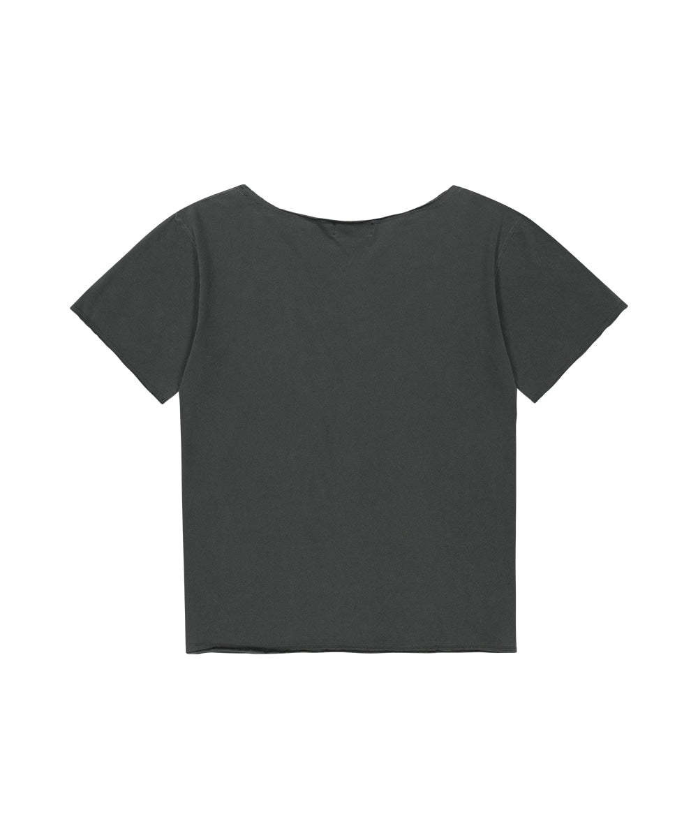 Mahagrid Pigment Groovy One Shoulder Tee in Charcoal