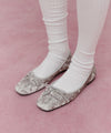 Marithé François Girbaud Women's Ballet Ribbon Velvet Flat Shoes Light Gray