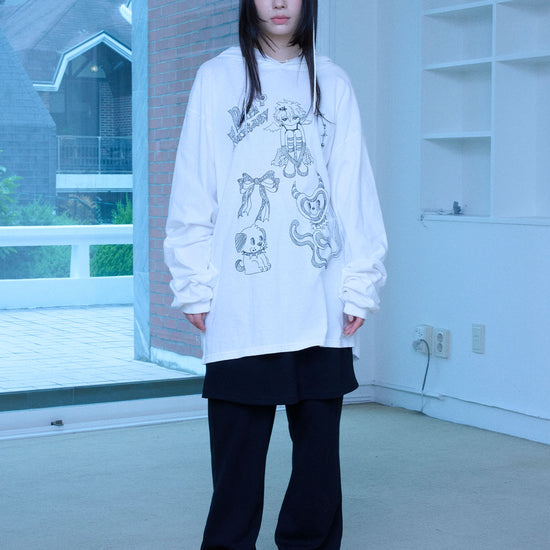 Nice Ghost Club Doodle Big Big Long Sleeve Hoodie