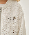 Marithé François Girbaud Kids White Eyelet Lace Zip-Up Jacket