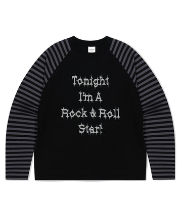 Mahagrid Rock Star Raglan Stripe Long Sleeve Tee