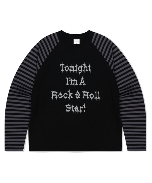 Mahagrid Rock Star Raglan Stripe Long Sleeve Tee