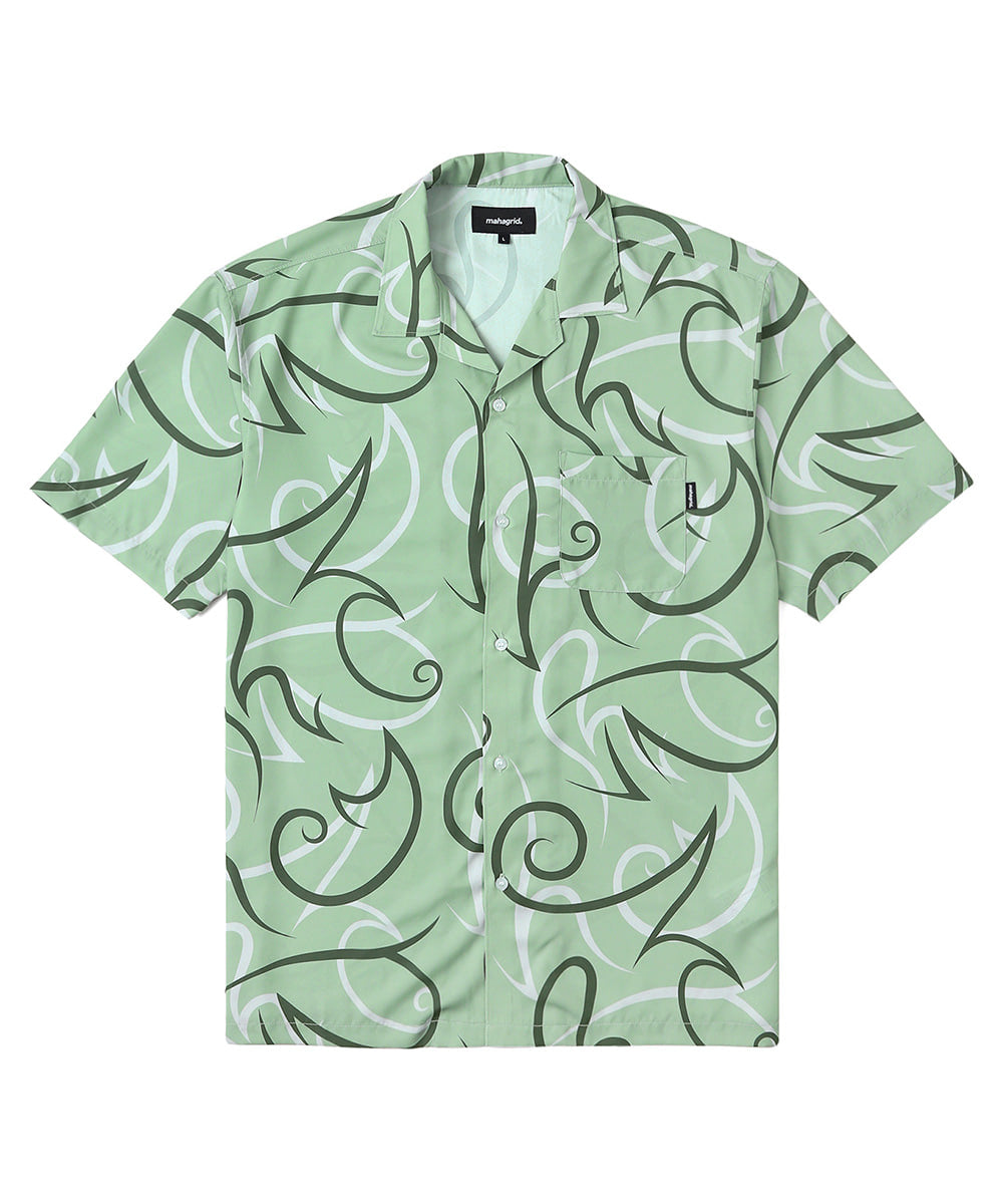 Mahagrid Tribal Open Collar Shirt
