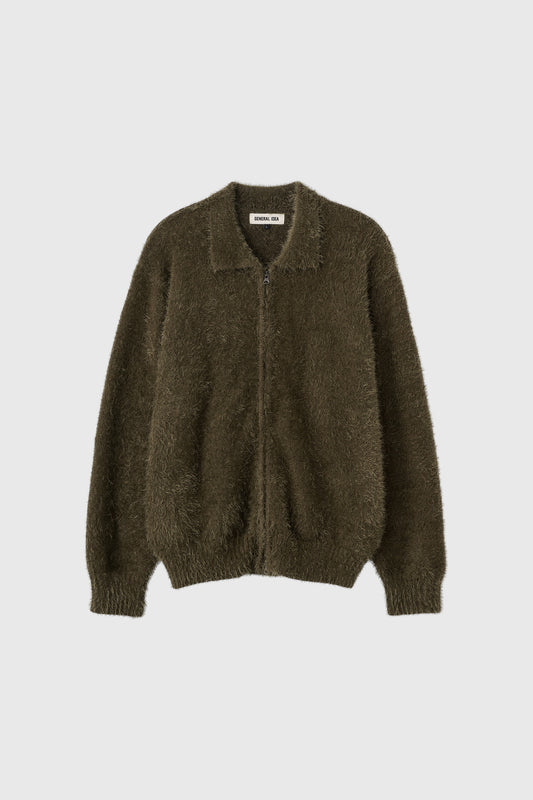 General Idea UNISEX Hairy Zip-Up Collar Cardigan