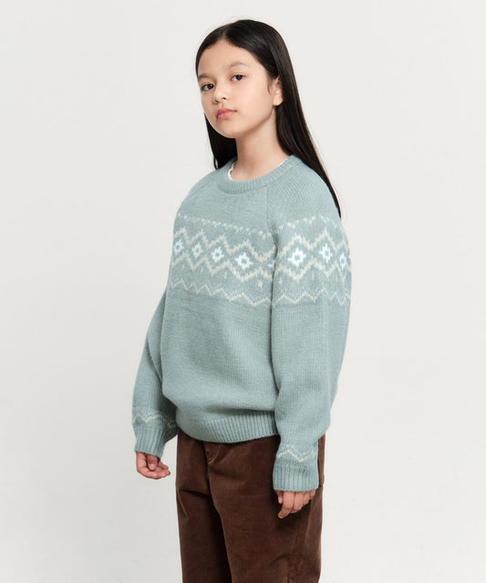 Marithé François Girbaud KIDS NORDIC KNIT PULLOVER MINT