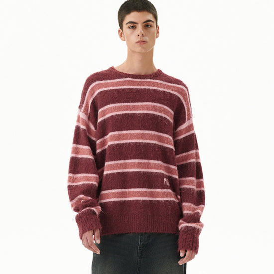 Mahagrid Hairy Stripe Knit Sweater