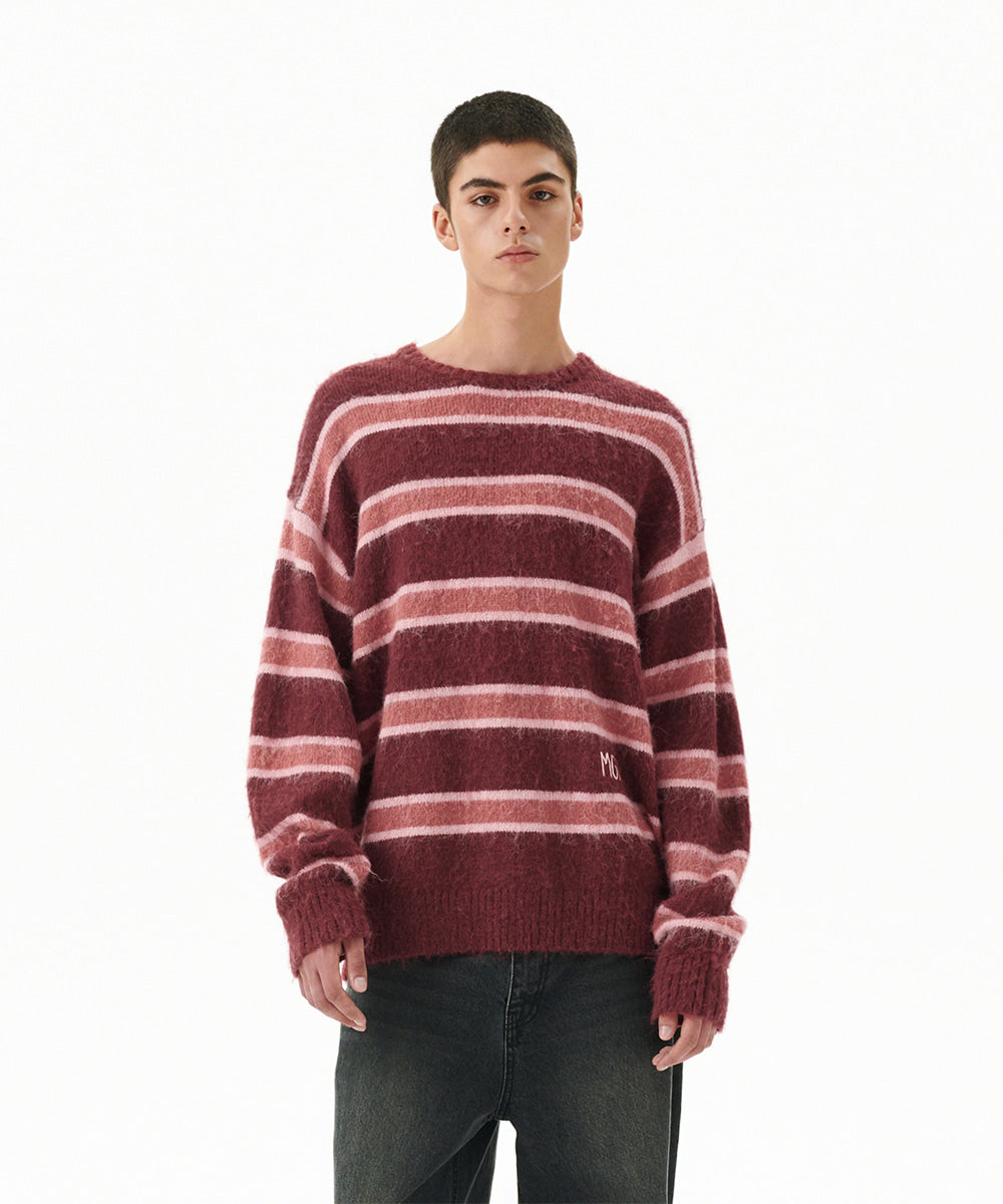 Mahagrid Hairy Stripe Knit Sweater