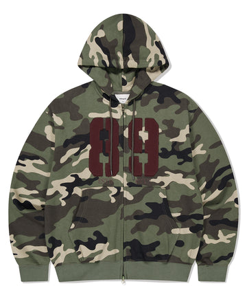 Mahagrid Camo Applique Zip Up Hoodie