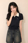General Idea WOMAN Airy Essential Collar Half Knit