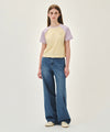 Marithé François Girbaud W SMALL REGULAR LOGO RAGLAN CROP TEE butter