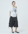 Mahagrid Pigment Groovy One Shoulder Tee in Charcoal