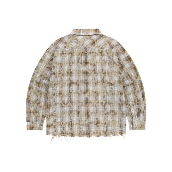 Mahagrid Bleached Raw-Cut Check Shirt