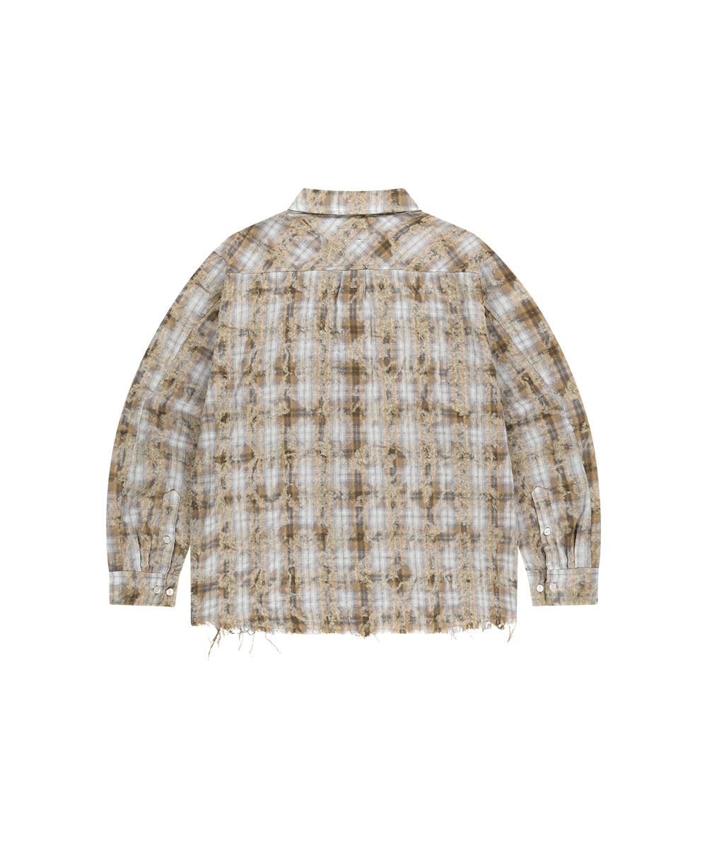 Mahagrid Bleached Raw-Cut Check Shirt