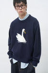 General Idea UNISEX Swan Jacquard Knit Pullover
