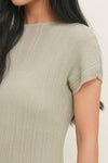 General Idea Women's Pleated Half-Neck Knit Top in Sage Mint