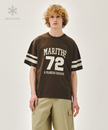 Marithé François Girbaud AEROCOOL FOOTBALL OVERSIZED TEE brown