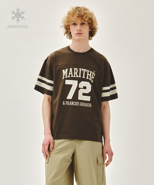 Marithé François Girbaud AEROCOOL FOOTBALL OVERSIZED TEE brown