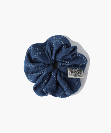 Marithé François Girbaud Classic Logo Denim Pattern Hair Scrunchie Blue