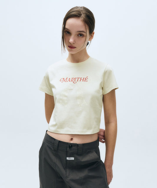 Marithé François Girbaud W Ribbon Graphic Crop Tee
