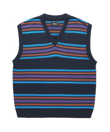 Mahagrid Striped Knit Vest Navy