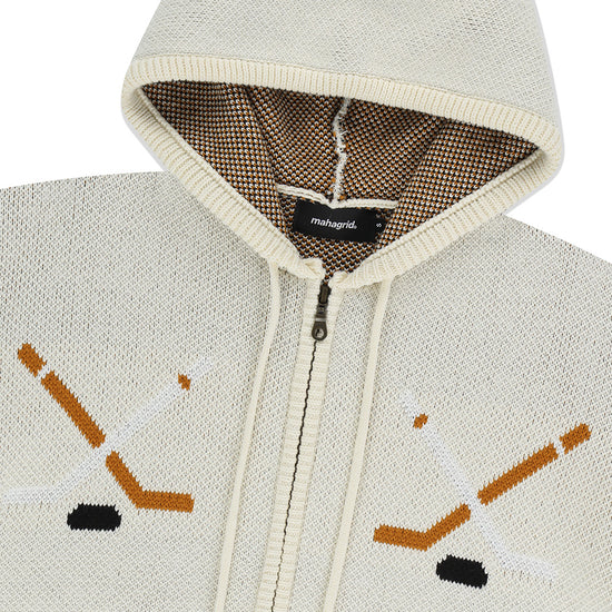Mahagrid Hockey Knit Zip-Up Hoodie