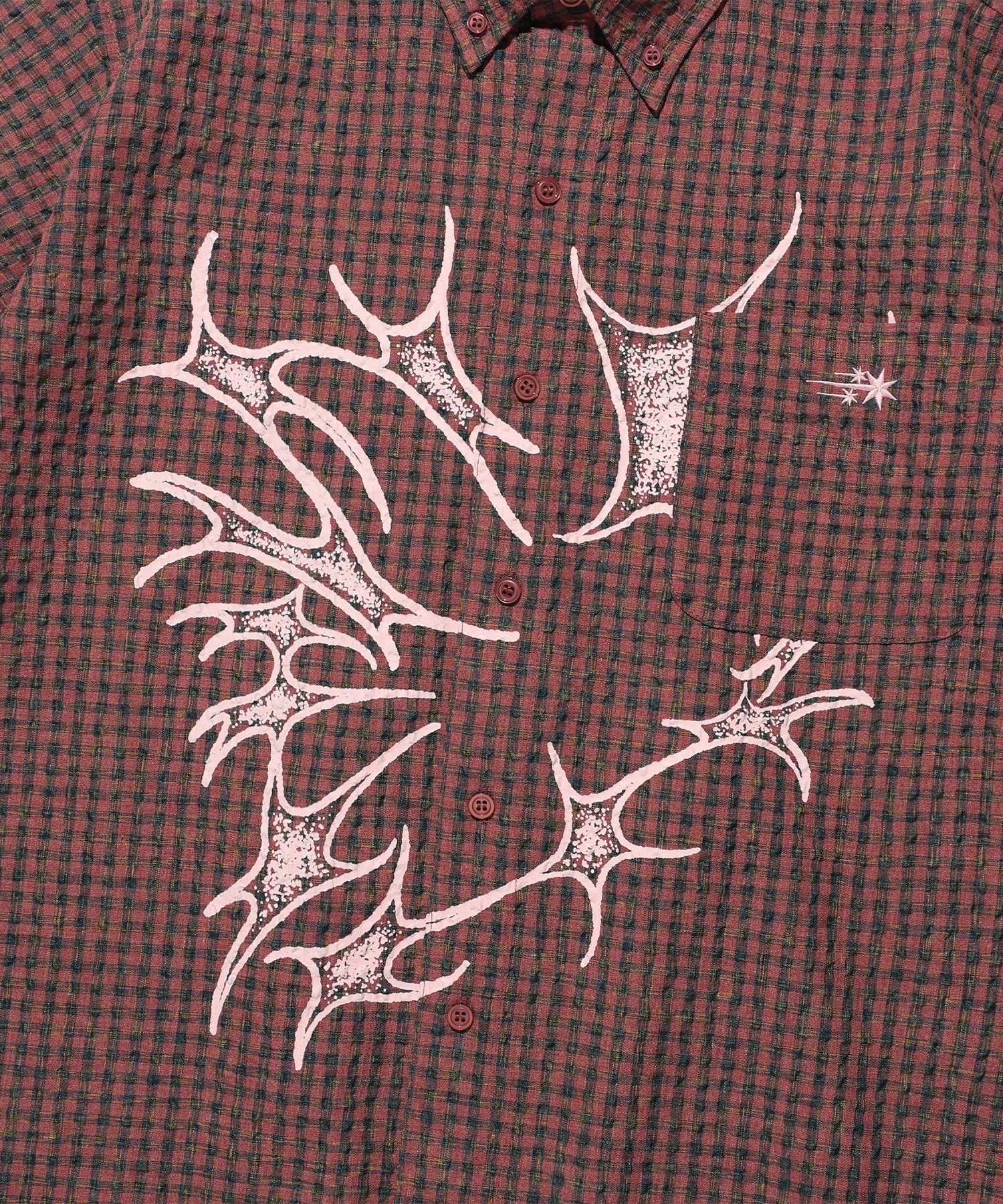Nice Ghost Club Tornado Star Check Big Half Shirt [Pink]