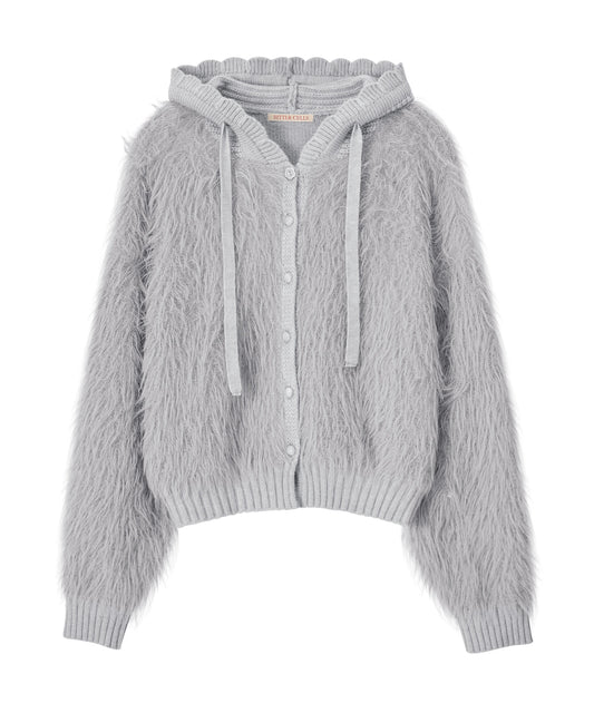Bitter Cells Posy Fur Cardigan - Grey