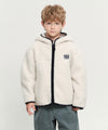 Marithé François Girbaud Kids Classic Logo Fleece Hoodie Zip-Up Ivory